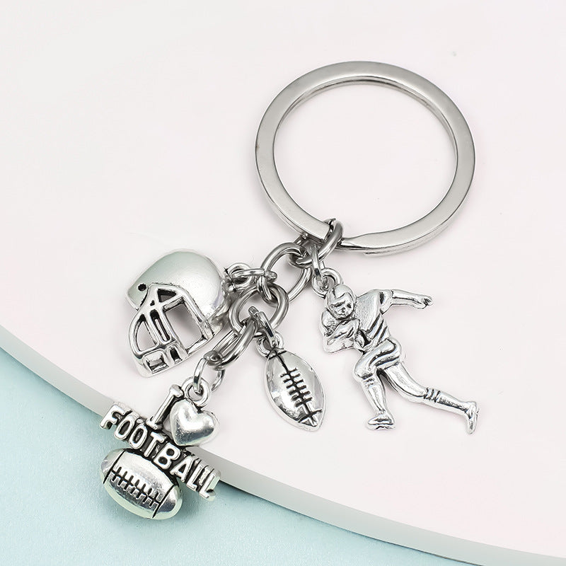 Wholesale 10PCS Alloy Antique Silver Plated Sports Ball Keychain